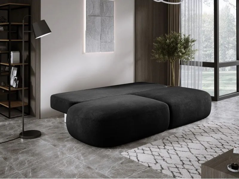 Sofa BLOOM Kanapa z funkcja spania i pojemnikiem w tkaninie APHRODITE 23 kolor CZARNY