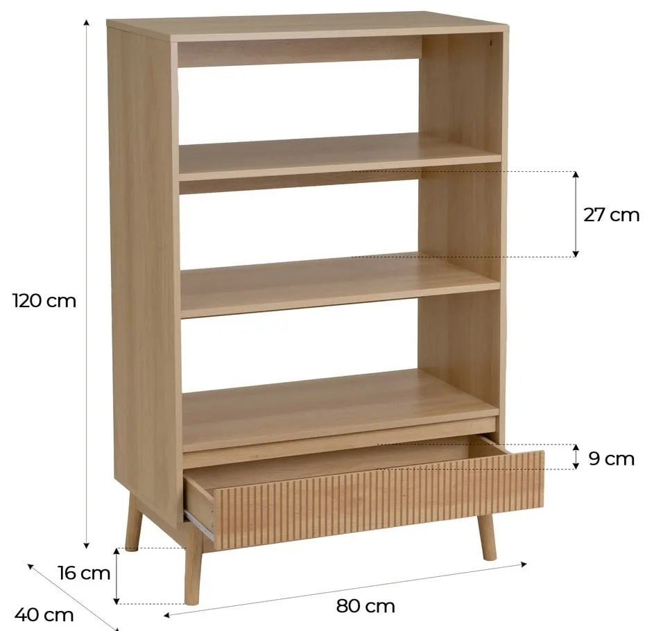 Regał w naturalnym kolorze 80x120x40 cm Naroa – Casa Selección