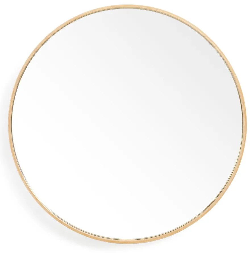 Lustro ścienne z ramą z drewna dębowego Wireworks Glance, ø 45 cm