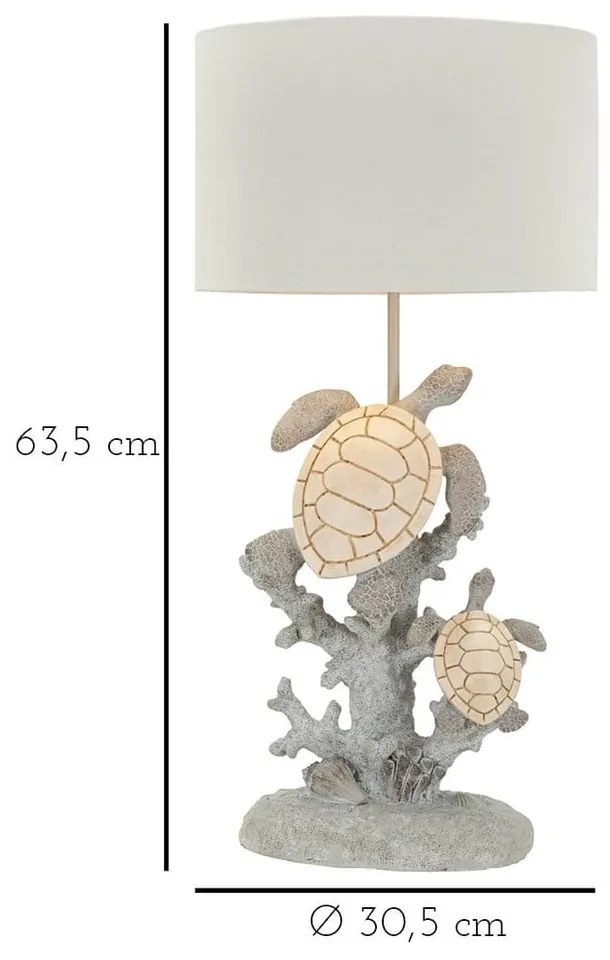Biało-szara lampa stołowa z tekstylnym kloszem (wysokość 63,5 cm) Turtle – Mauro Ferretti