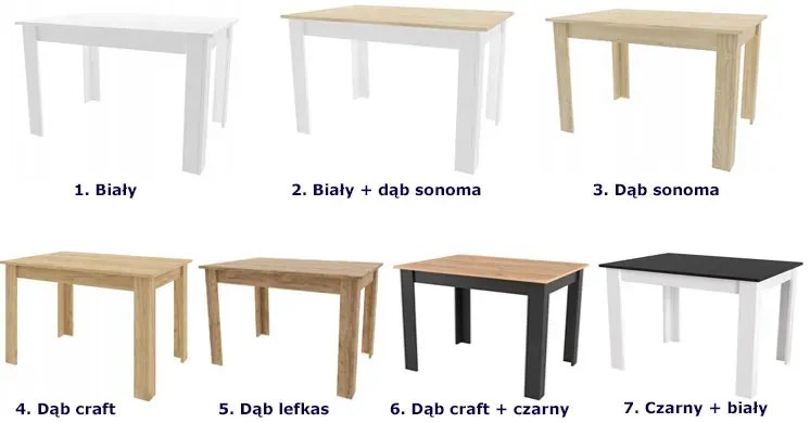 Klasyczny stół dąb sonoma + biały grafit połysk L6-K80