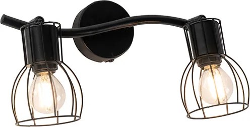 Nowoczesny plafon czarny z 2 regulowanymi reflektorami - Botu