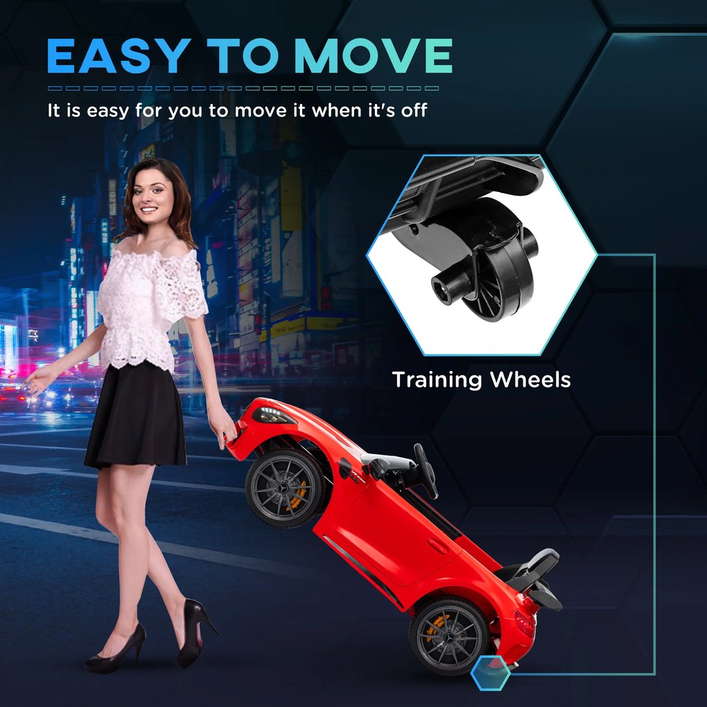 AIYAPLAY Elektryczne Auto Dziecięce, Mercedes, 3-5 km/h, Pilot, Światła i Muzyka, Czerwony