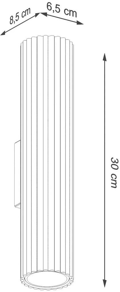 Metalowy podłużny kinkiet ryflowany  F8-B58
