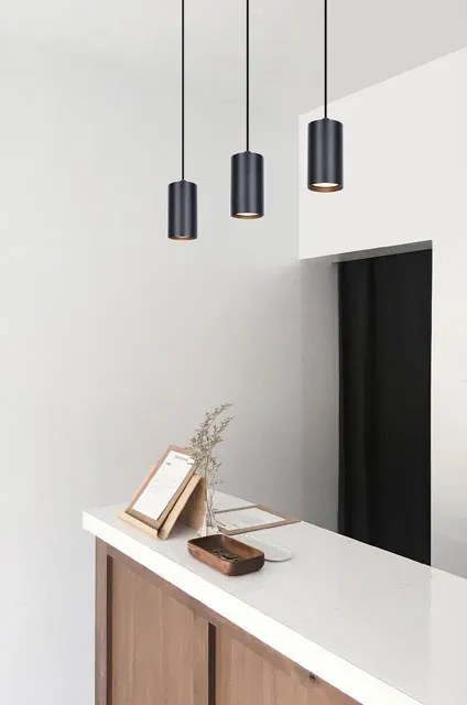 Czarna lampa wisząca tuba nad wyspę - 13X S779 K2-L68
