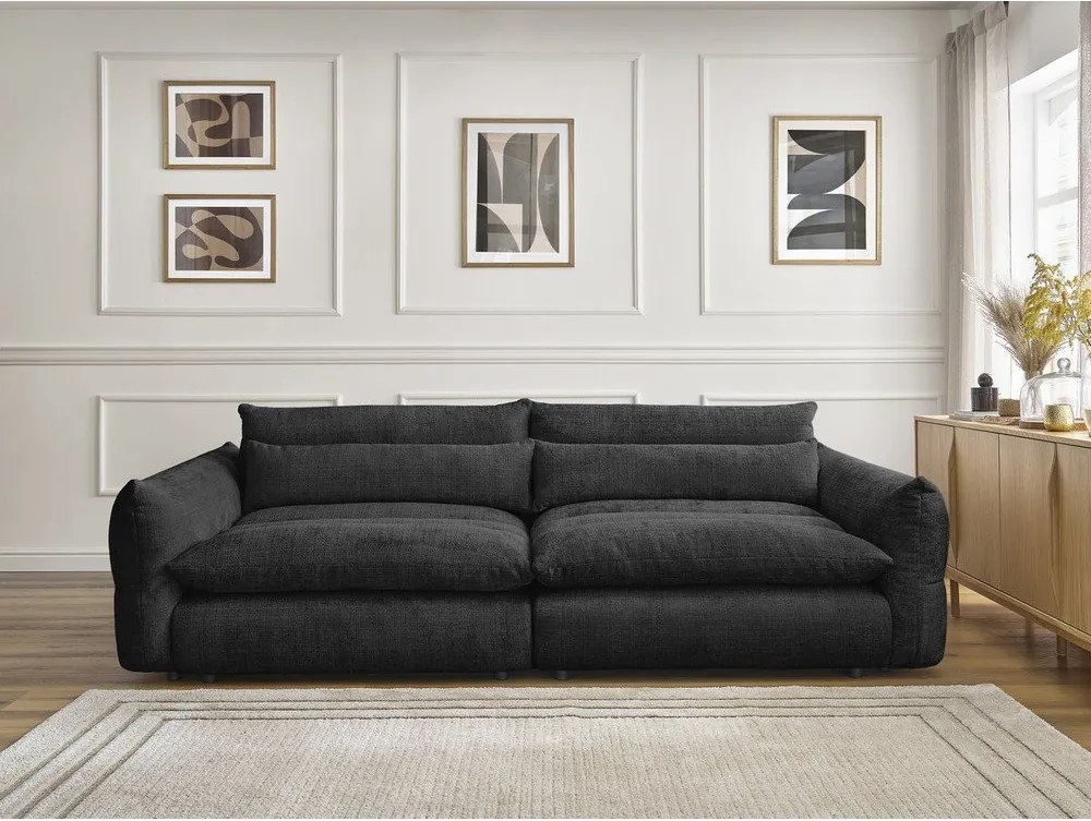 Czarna sofa z tkaniny szenilowej 276 cm Neil – Bobochic Paris