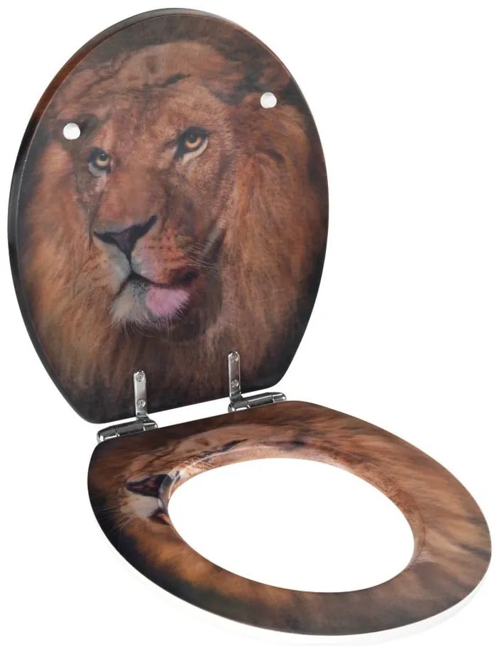 Deska sedesowa z obrazkiem 3D z łatwym domknięciem Wenko Lion, 44,5x38 cm
