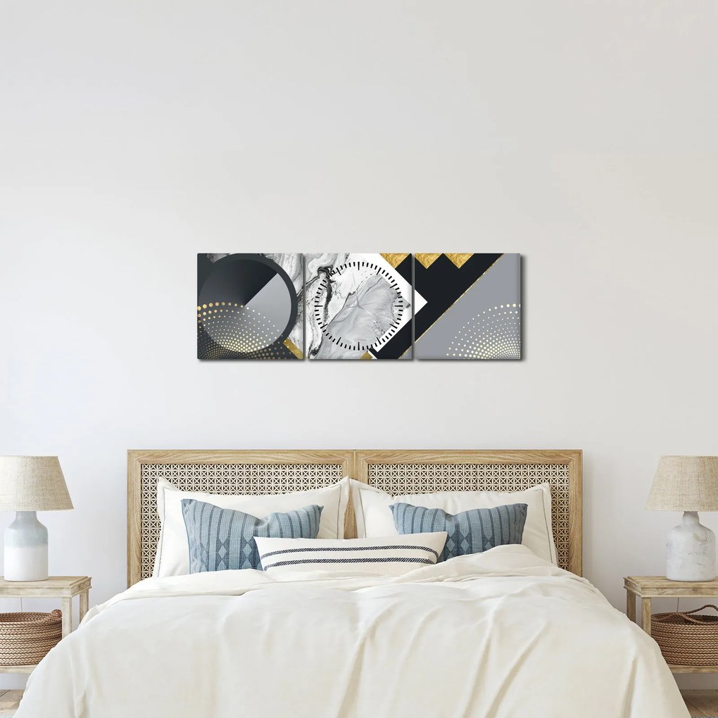 Obraz - Teksturowany kolaż (z zegarem) (90x30 cm)