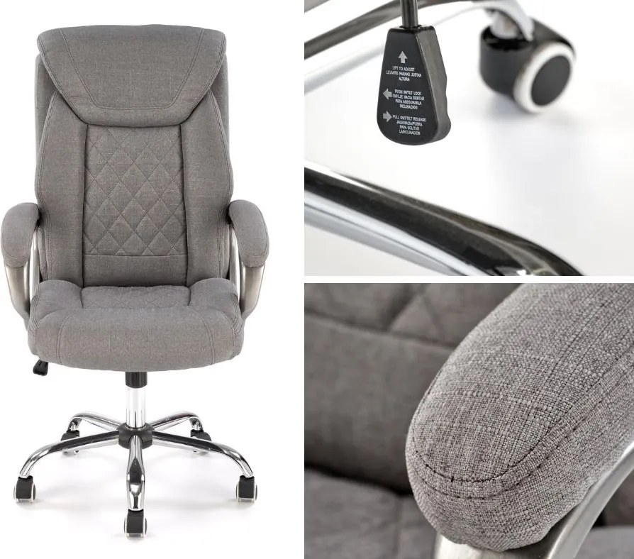 Szary fotel gabinetowy Helder 2 Halmar