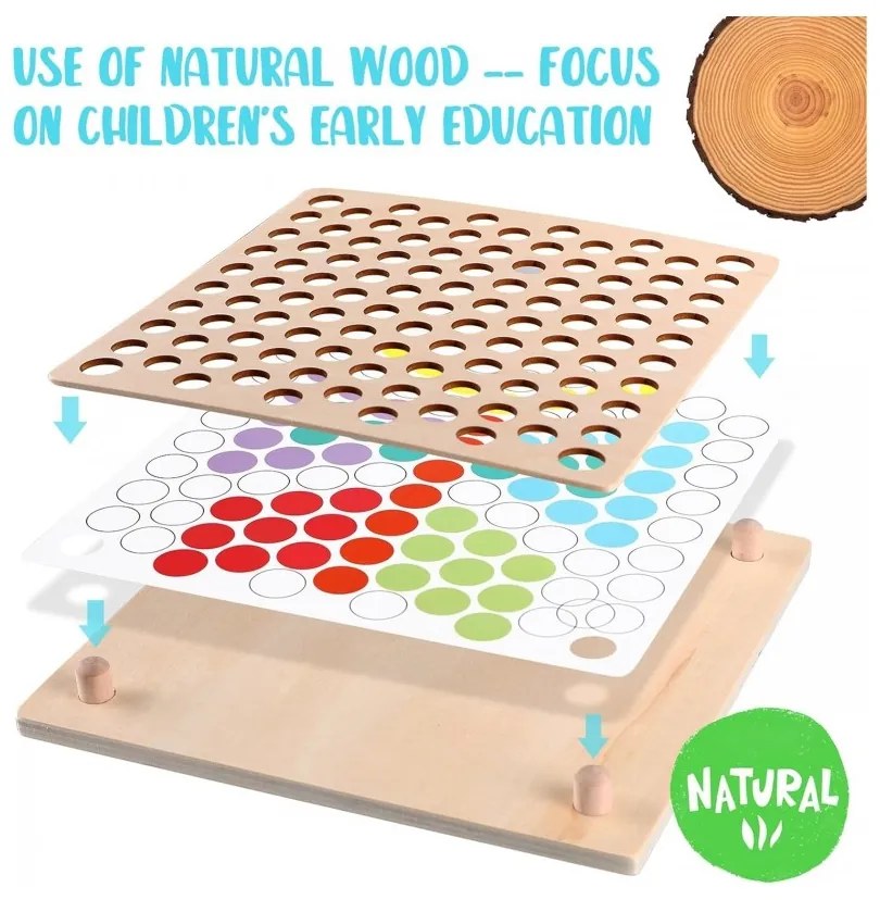 Woopie kolorowe kulki układanka montessori mozaika sorter