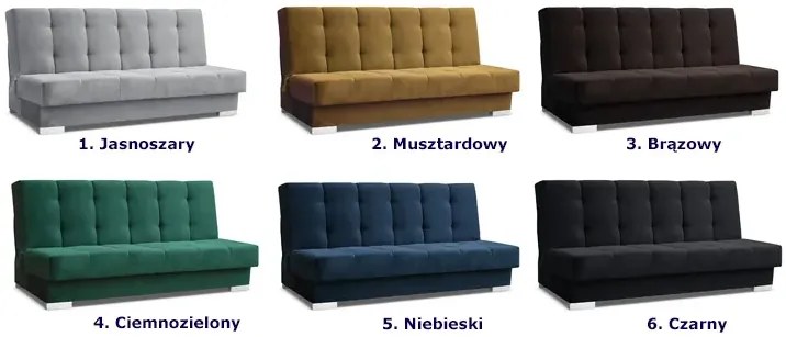 Niebieska tapicerowana welurem wersalka D6-S06