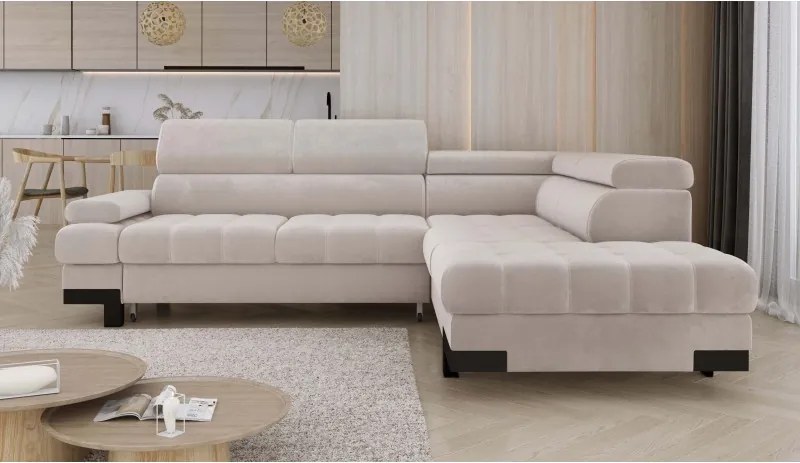 Narożnik SELVA L z funkcją spania i pojemnikiem Prawostronny w tkaninie SALVADOR 05 WERSAL