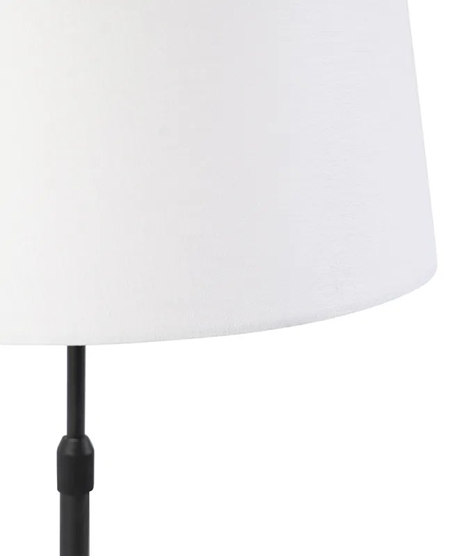 Lampa stołowa czarna z białym abażurem z lnu 35 cm regulowana - Parte Nowoczesny Oswietlenie wewnetrzne