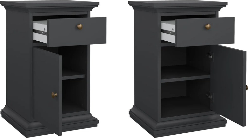 Wąska szafka nocna z szufladą Paris, kolor szary