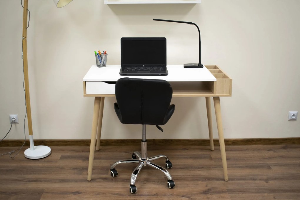 PROMOCJA Czarny fotel biurowy AVOLA z eko skóry II. jakość