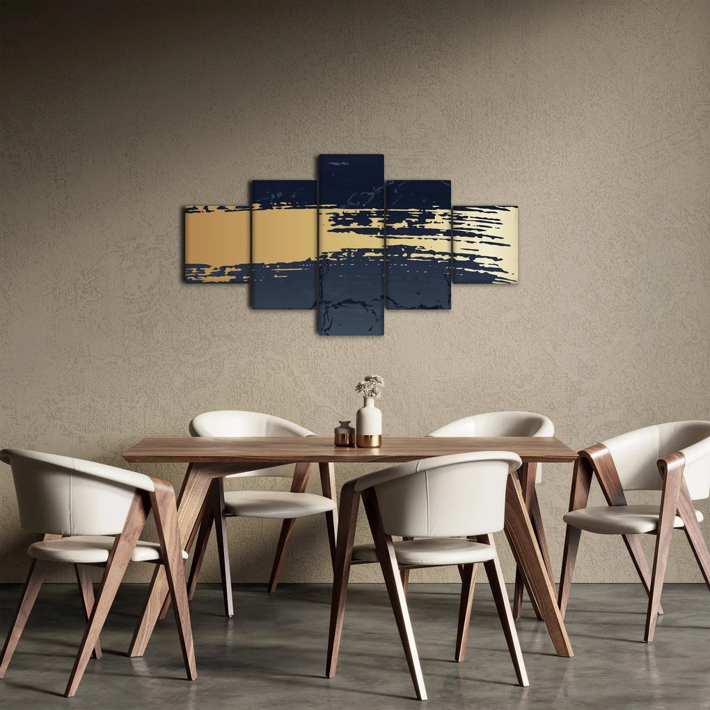 Obraz - Niebiesko-złota abstrakcja N⁰2 (125x70 cm)