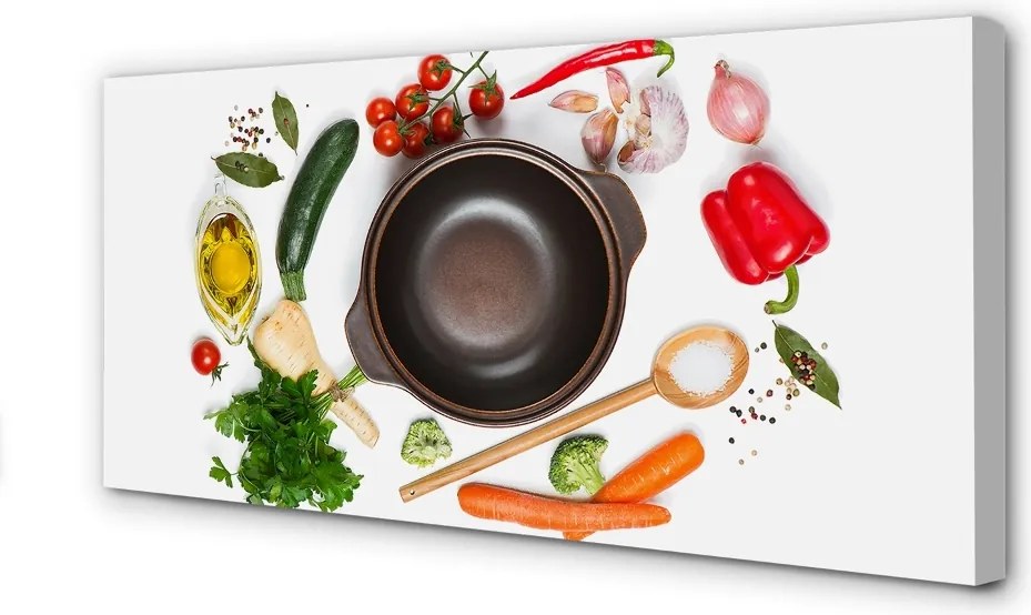 Obraz canvas na ścianę Pomidorki na Drewnianej Łyżce