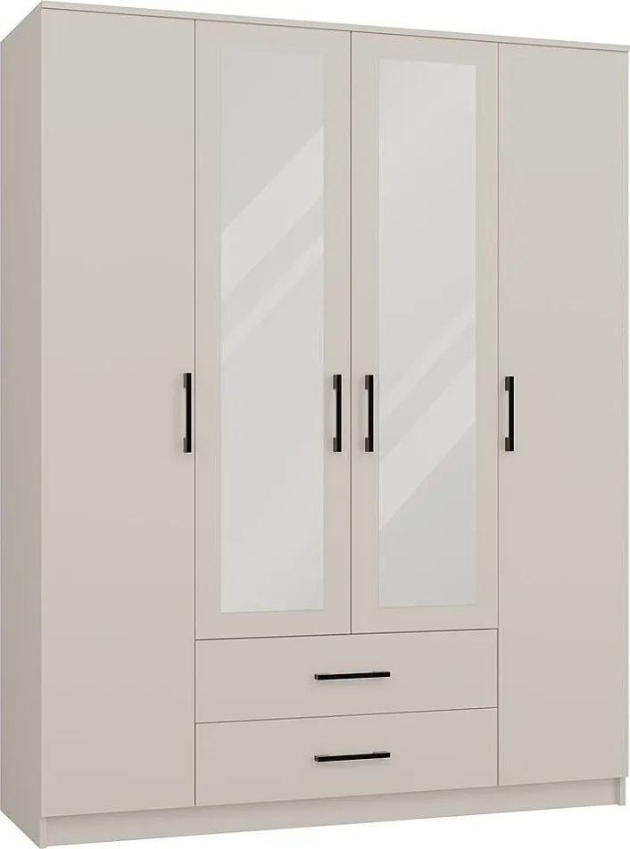 Szafa ROMANA 160 |  Kaszmir | 160x54x205 cm | Lustro 2 Szuflady 4 Drzwi