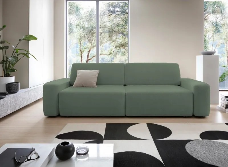 Sofa BOULI z funkcja spania i pojemnikiem ZIELONY RAVEN 77