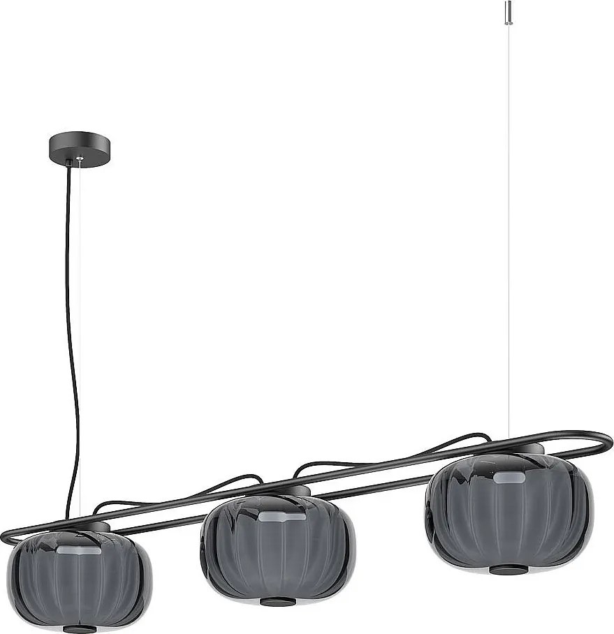 Lampa sufitowa KRISTA w stylu klasycznym - 2x LED SMD AC 10W - 2490lm i 2700K - klosz szklany ø24 cm x wys. 130 cm - Stalowo-niebieski - IP20