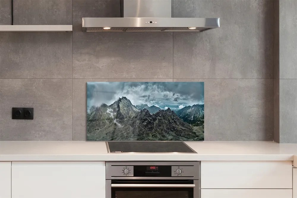 Panel szklany do Kuchni Surowe Skalne Szczyty