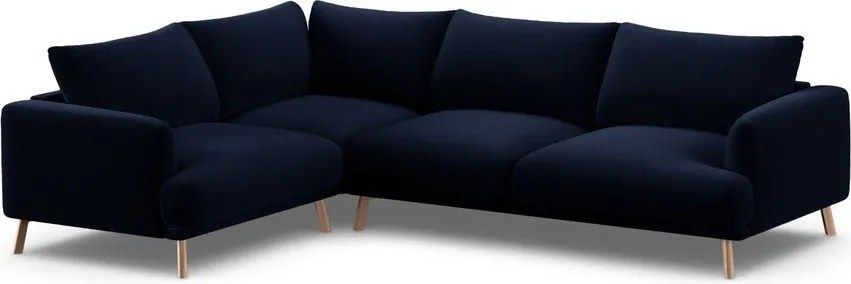 Ciemnoniebieski aksamitny narożnik (lewostronny/w kształcie litery L) Naomi – Micadoni