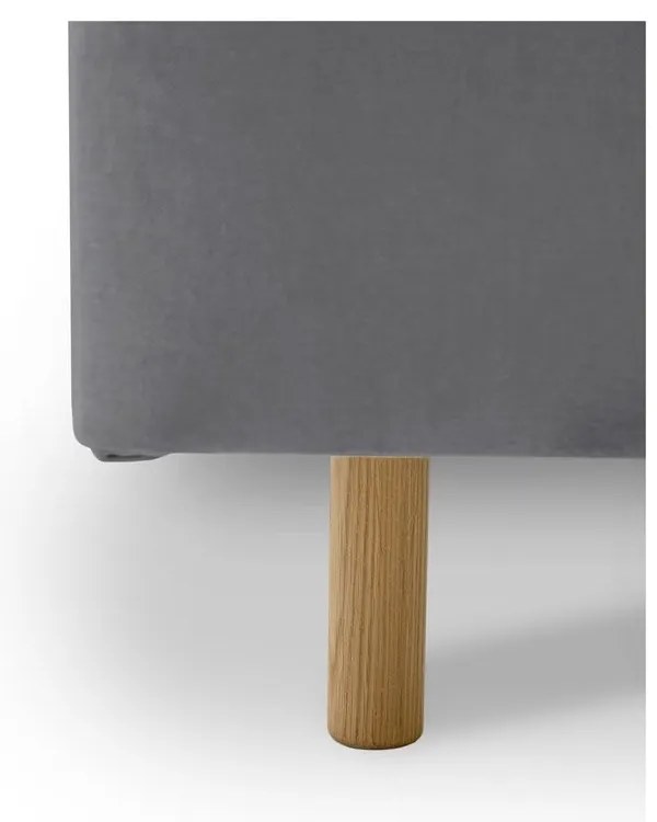Szare tapicerowane łóżko dwuosobowe ze stelażem 180x200 cm Zee – Scandic