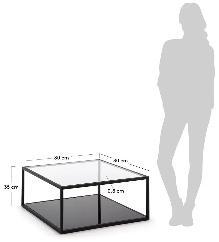 Czarny stolik Kave Home Green Hill, 80x80 cm