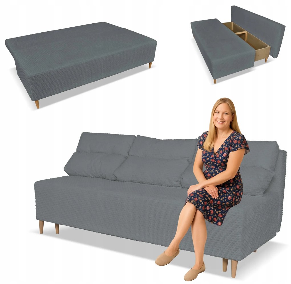 Kanapa sofa KIMO f. spania pojemnik Family Meble Twisster zielona sztruks