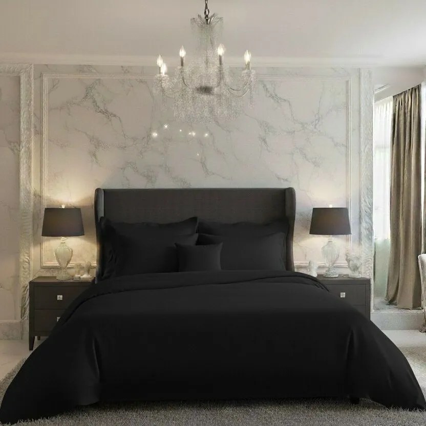 Pościel satynowa Luxury Collection czarny, 140 x 220 cm, 70 x 90 cm