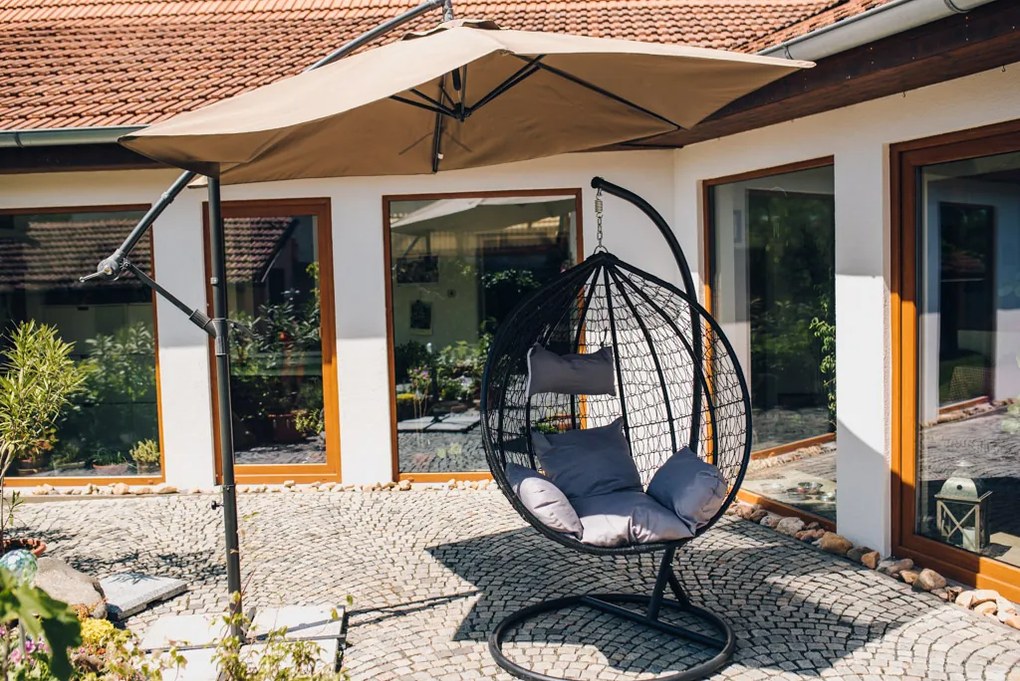 Czarny fotel wiszący KOKON bez stojaka