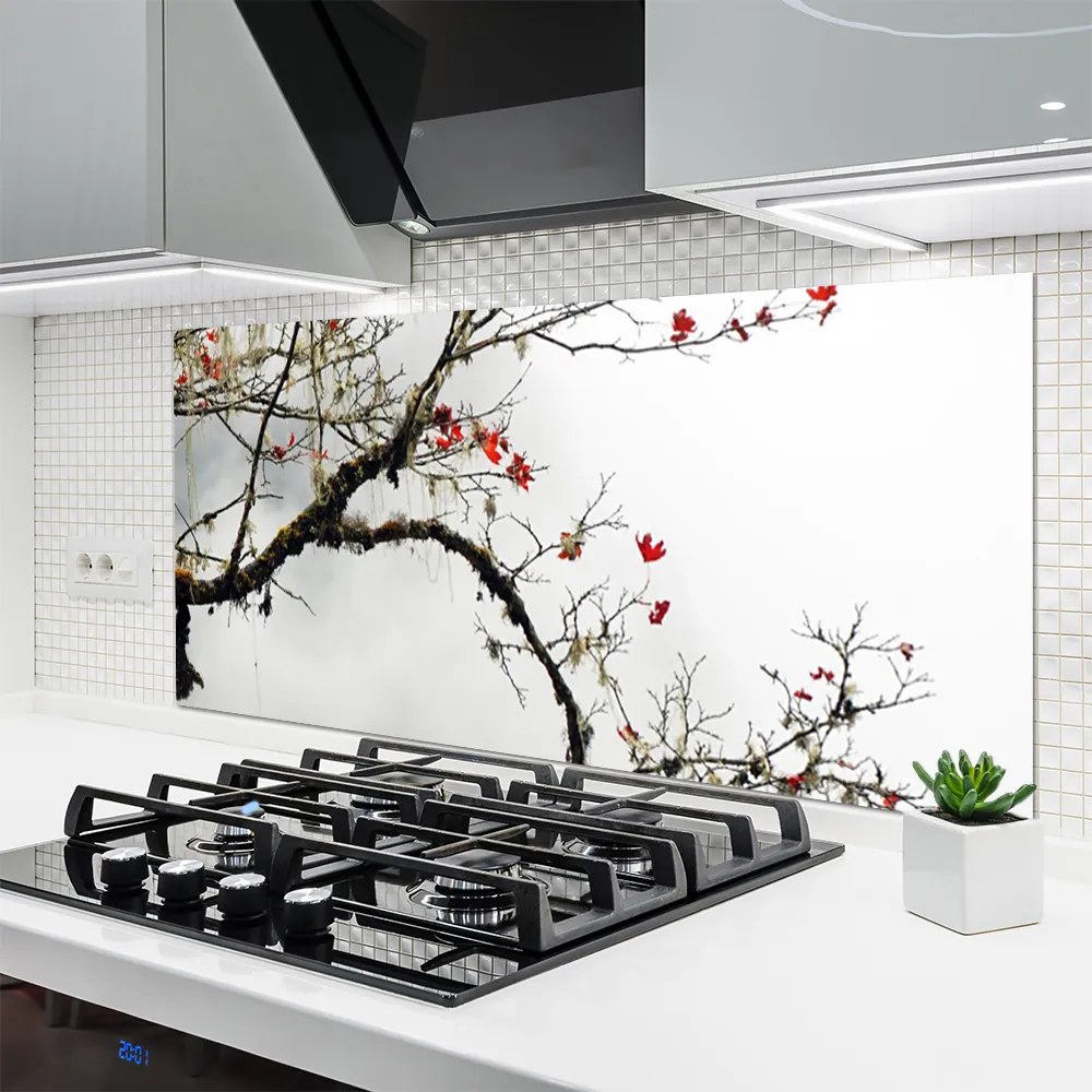 Panel Szklany do Kuchni Kwitnąca Gałązka Jabłoni