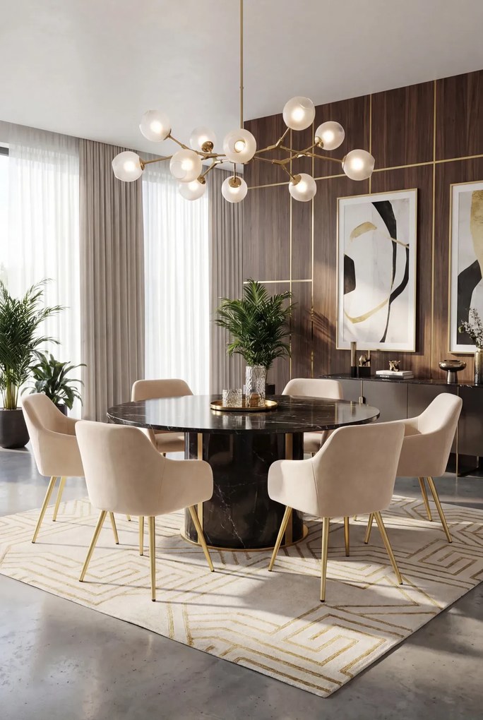 Zestaw 2 krzeseł beżowych na złotej podstawie - Terviso 3X