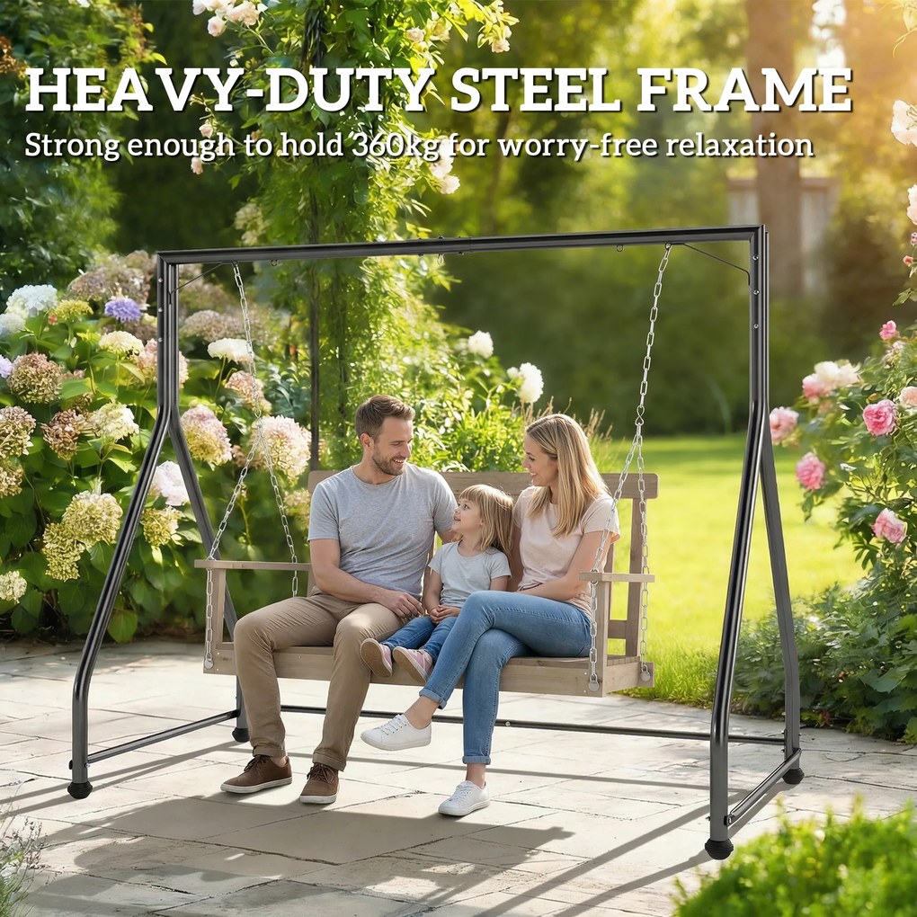 Outsunny Stojak na huśtawkę, wszechstronna konstrukcja do huśtawek dwu- i trzyosobowych lub wiszących koszy, czarny | Aosom PL
