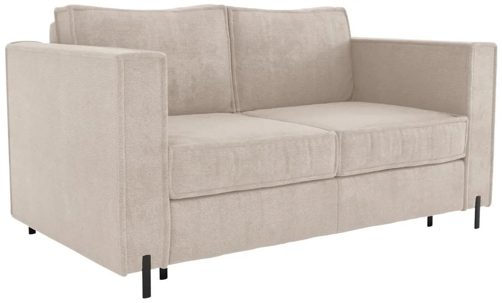 Kanapa 3-osobowa rozkładana typu express z beżową teksturowaną tapicerką - Miejsce do spania 140 cm - Materac 14 cm - ELORYA