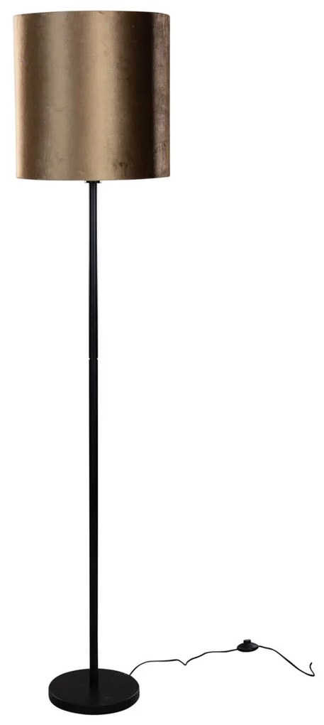 Lampa podłogowa czarna z aksamitnym abażurem w kolorze brązu 40cm - Simplo