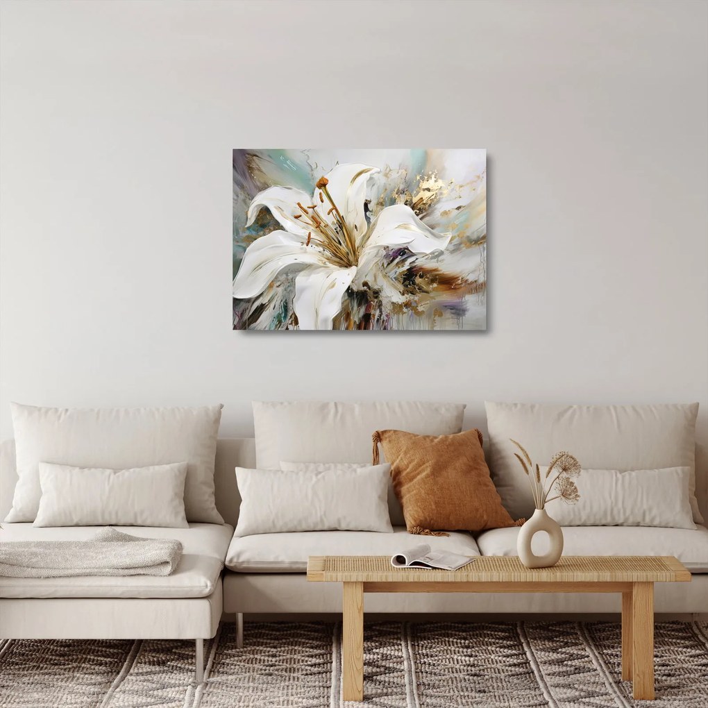Obraz na szkle - Abstrakcja z lilią (70x50 cm)