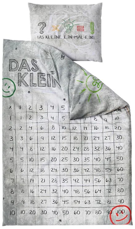 PrzytulneMieszkanie.pl PrzytulneMieszkanie.pl PrzytulneMieszkanie.pl Szary komplet pościeli dziecięcej NUMBERS + prześcieradło Jersey 90x200cm