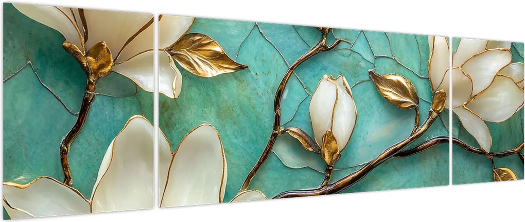Obraz - 3D magnolie (170x50 cm)