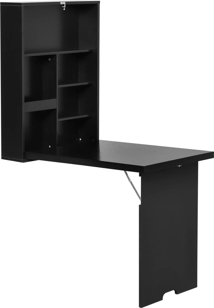 HOMCOM Stół ścianowy z tablicą, składany biurko komputerowe do biura, czarny, 60 x 94,5 x 147 cm