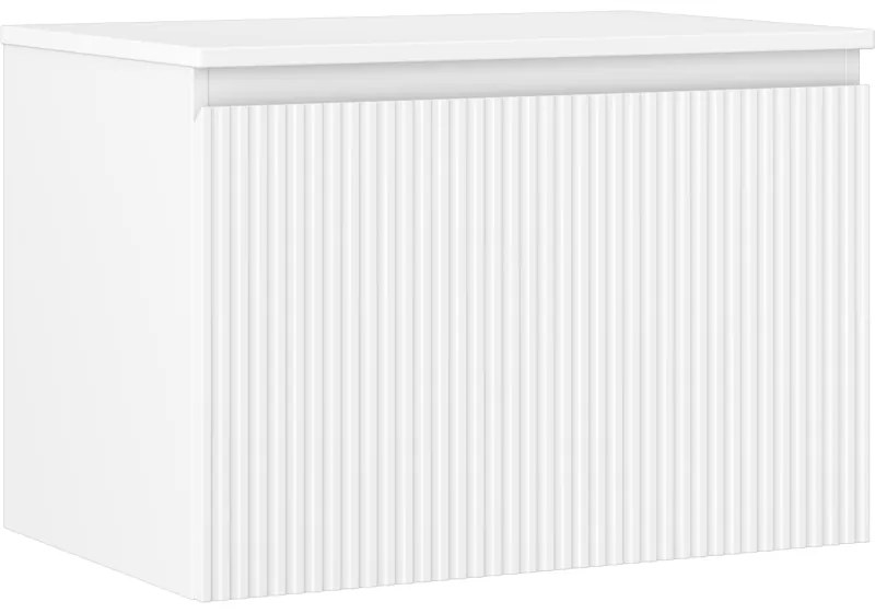 Mexen Rivel szafka łazienkowa podumywalkowa 70 cm z blatem, 1 szuflada, ryflowana , biała mat - 91A20-07047-1-BFC01