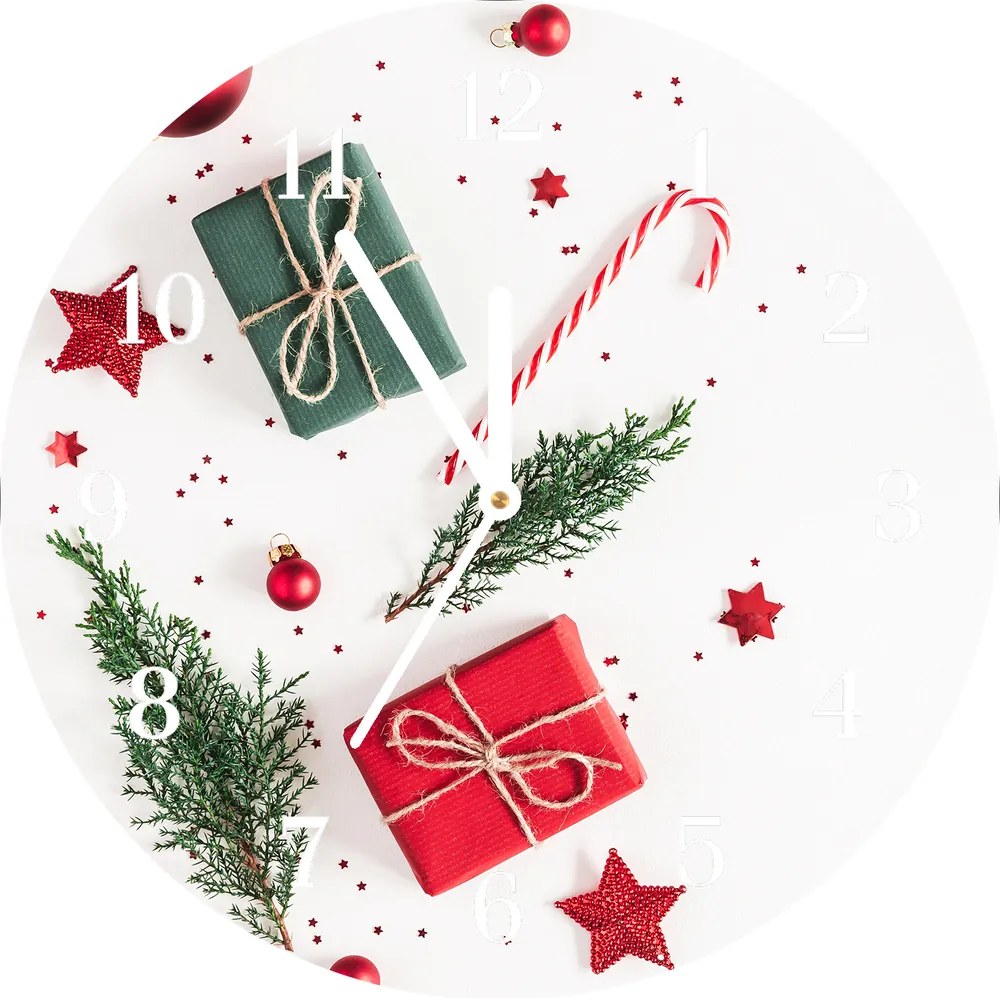 Zegar ścienny Prezent Słodycze Bombki Święta