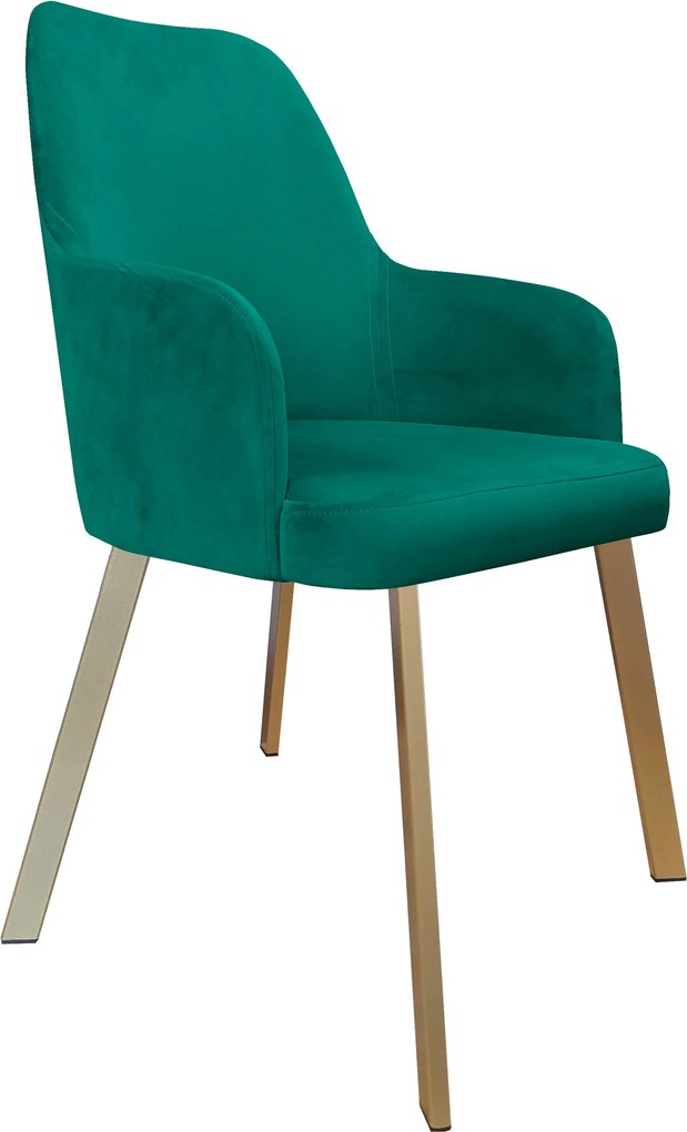 Krzesło WESTA tkanina Welur noga metalowa elegancki styl loftowy : Kolor nogi - Złota profil, Kolor tkaniny - VELVET - MG20, Typ siedziska - Siedzisko stałe