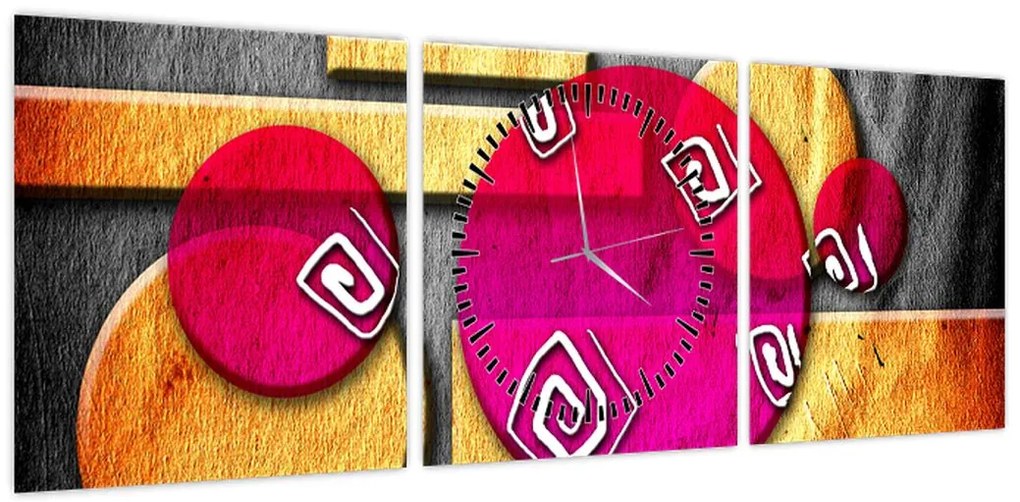 Abstrakcyjny obraz z historycznymi symbolami (z zegarem) (90x30 cm)