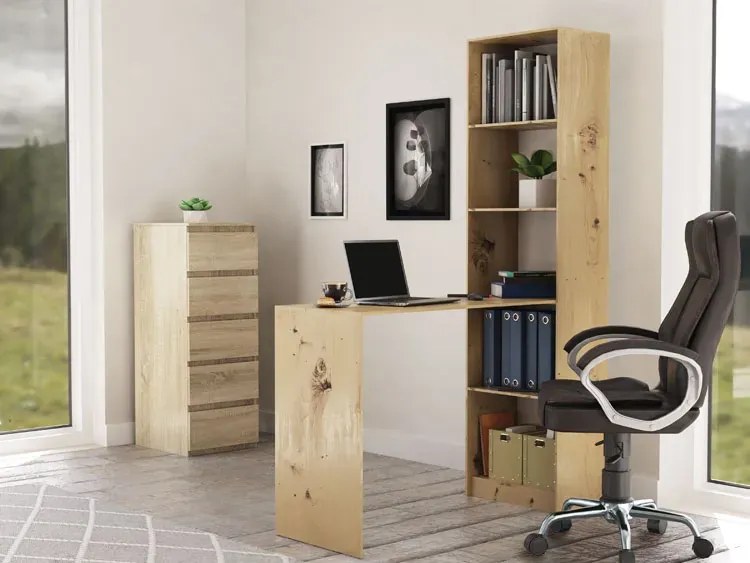 Wąski regał z półkami Subtil - dąb artisan