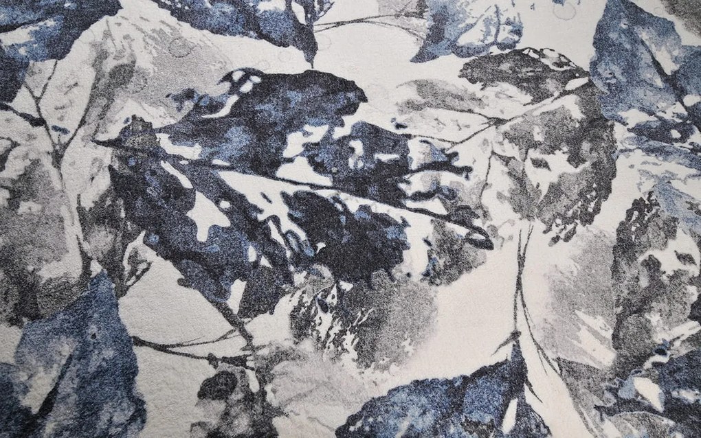 Dywan Tropical liście szaro-granatowe 120 cm x 160 cm