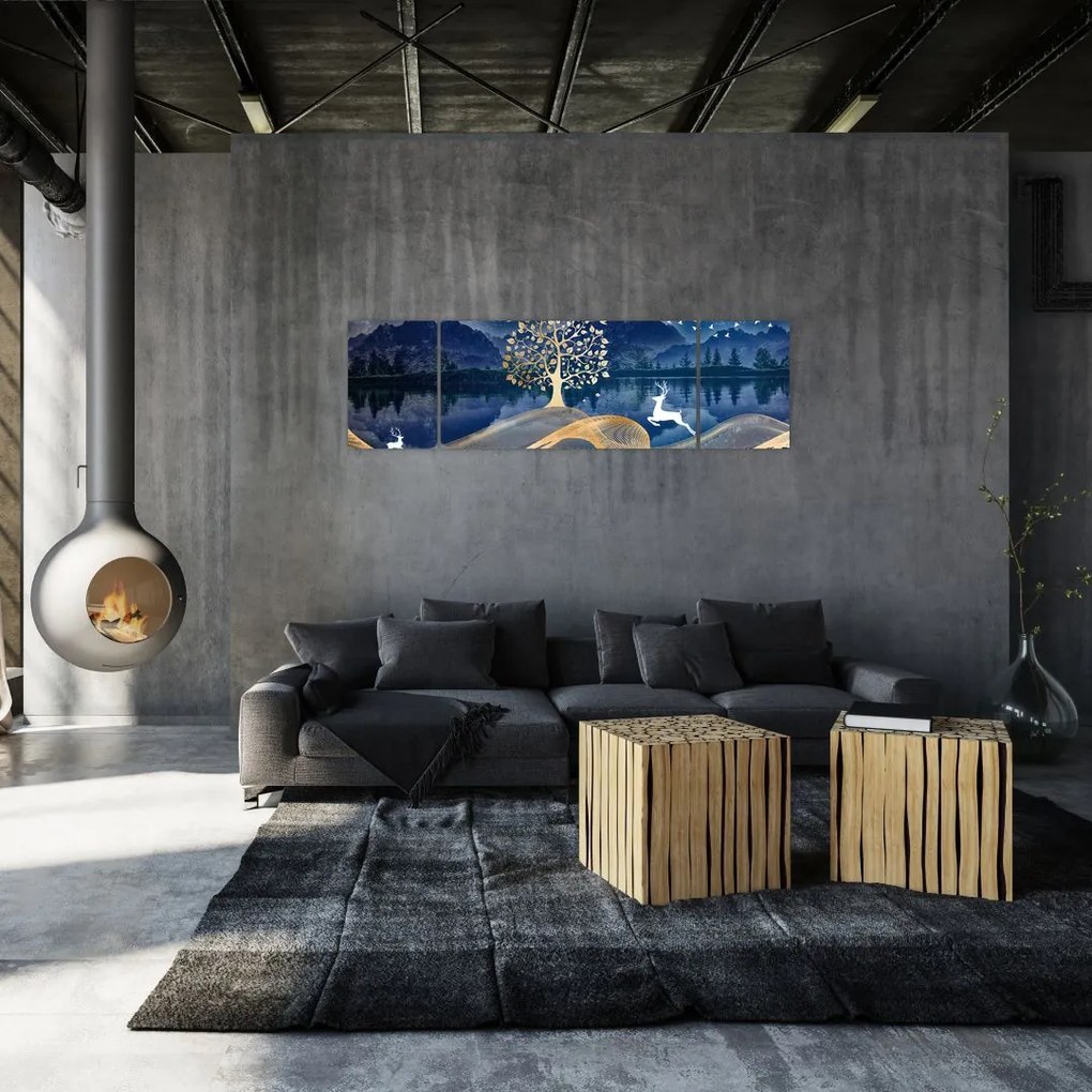 Obraz jelenia w pełni księżyca (170x50 cm)