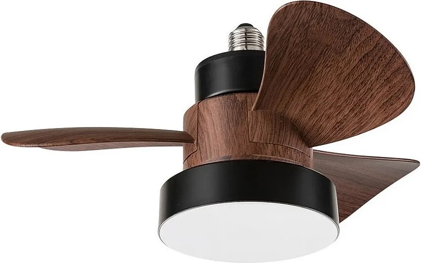 Wentylator sufitowy Perenz Walnut z oświetleniem LED 15 W i łopatkami ABS, 3 prędkościami, cichy, z pilotem, gniazdo E27 - średnica 36 cm