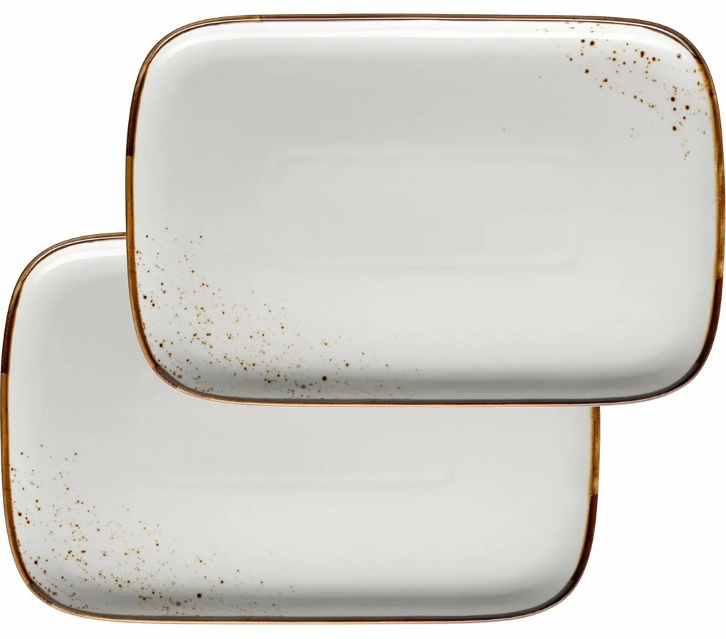 Mäser 2-częściowy zestaw tac Pintar White brązowekropki 30 x 20 x 2 cm, L