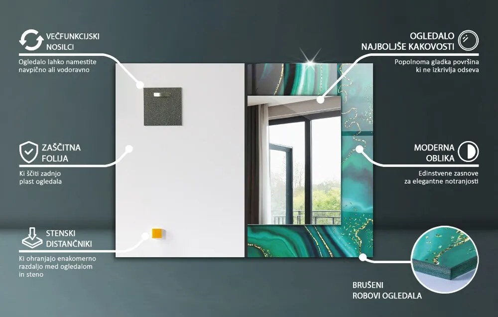 Lustro dekoracyjne Zielony marmur